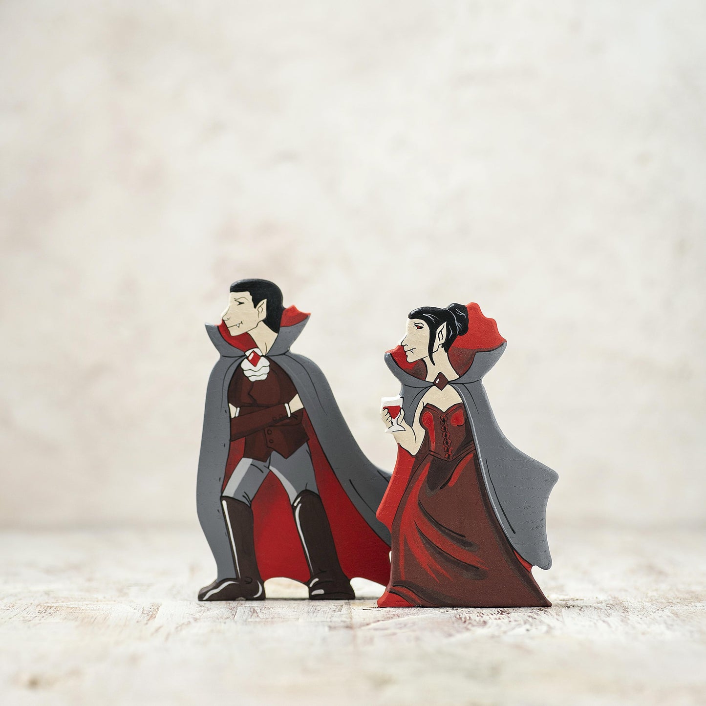 Wooden Vampire Lady Figurine
