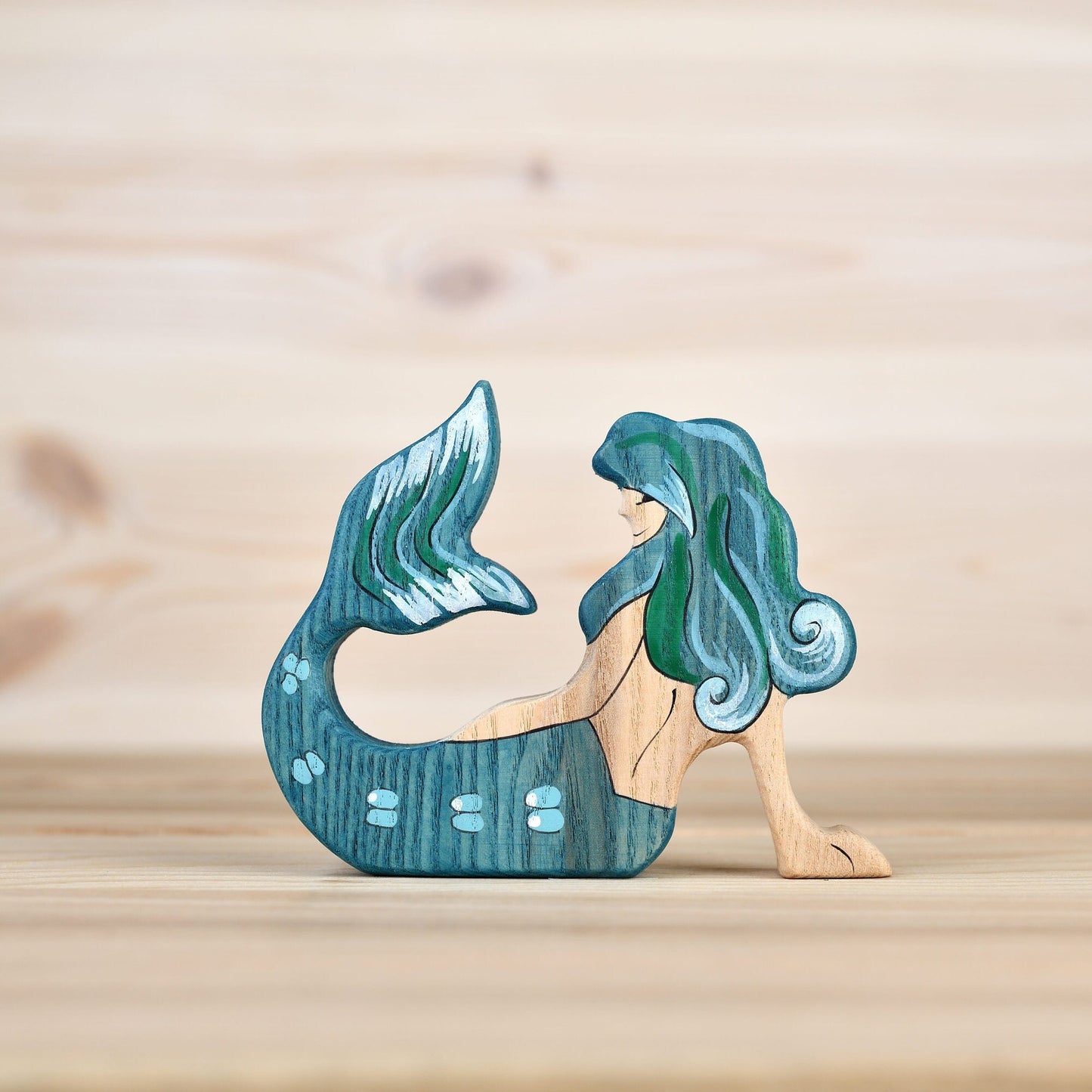 Wooden Mermaid figurine