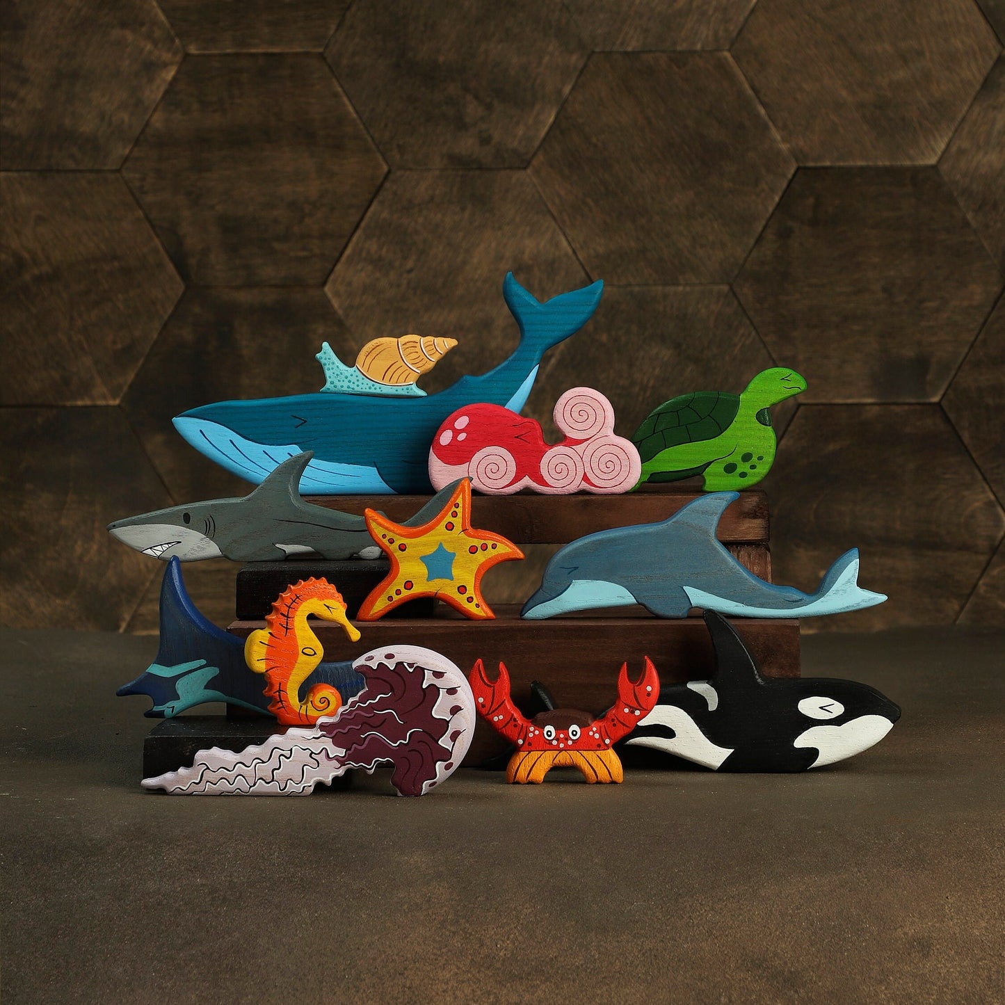 Wooden Sea Animals set (13 pcs)