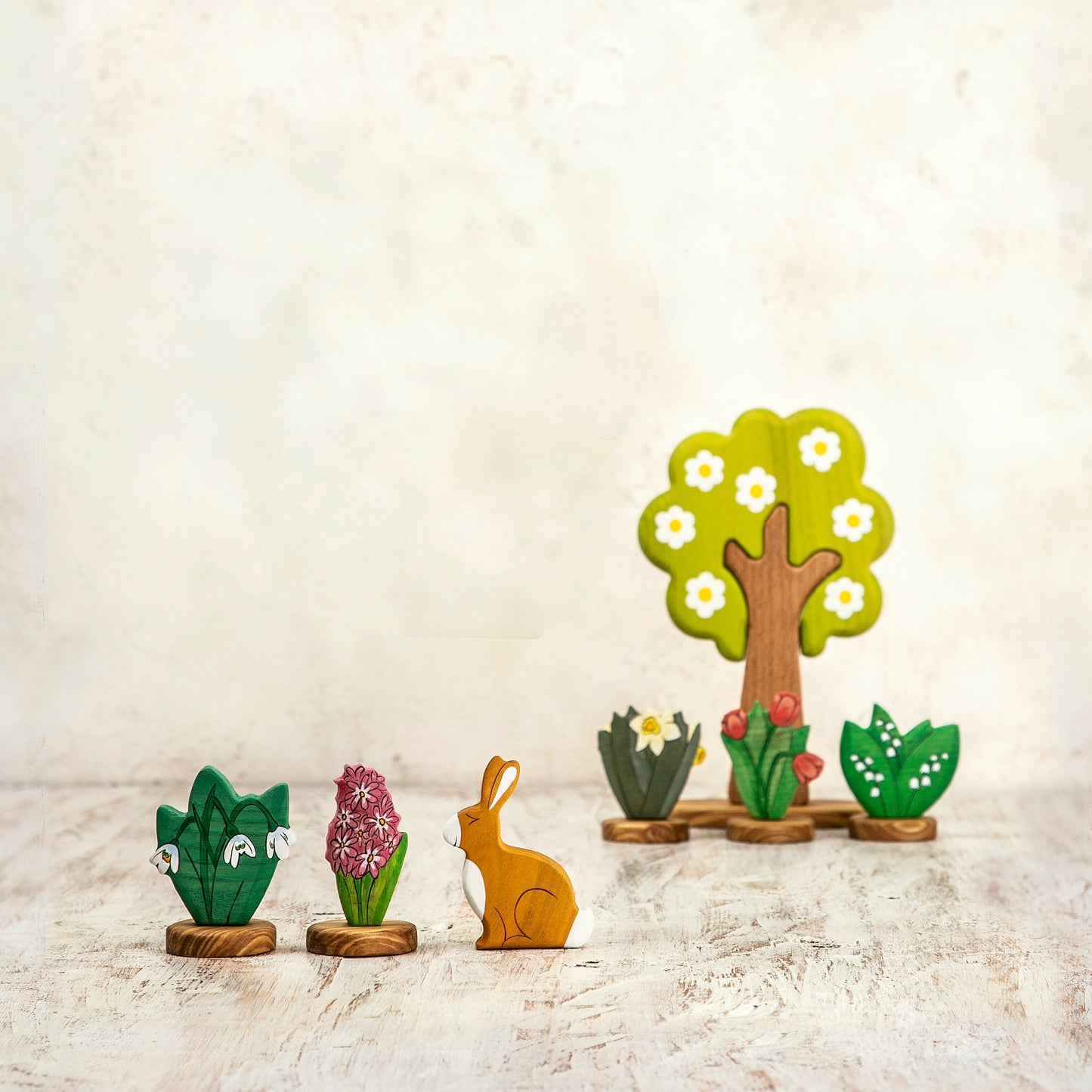 Wooden Spring Flowers Set