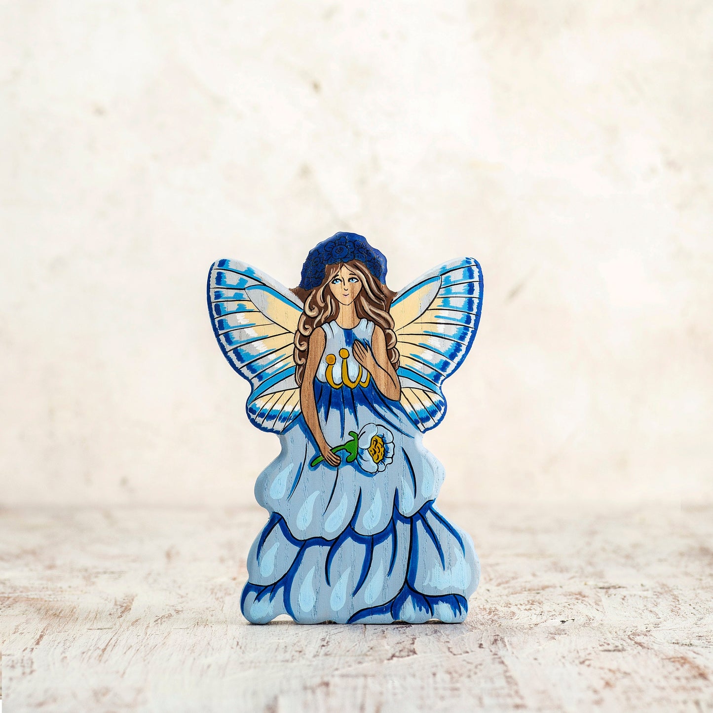 Wooden Pink Fairy figurine Flower Fairies Whimsical creatures Fairy World Handmade Fairy figurines