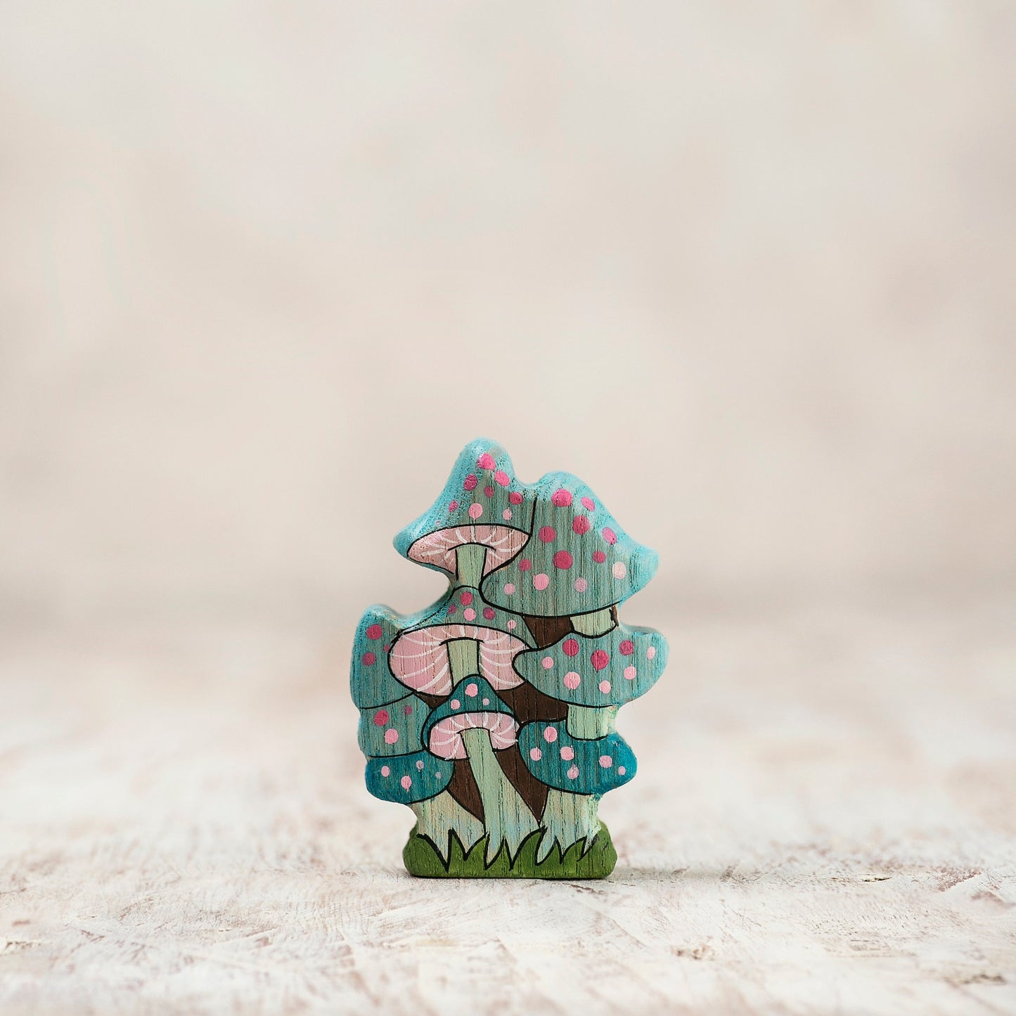 Wooden Blue Fairy Mushrooms