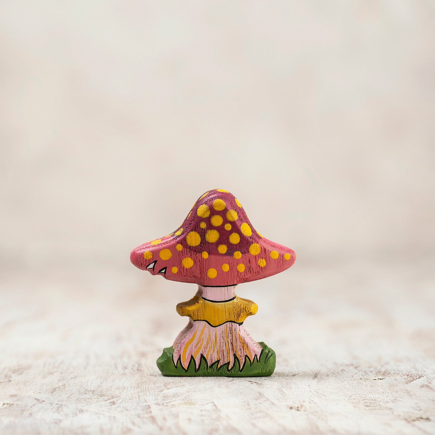 Wooden Pink Fairy Mushroom