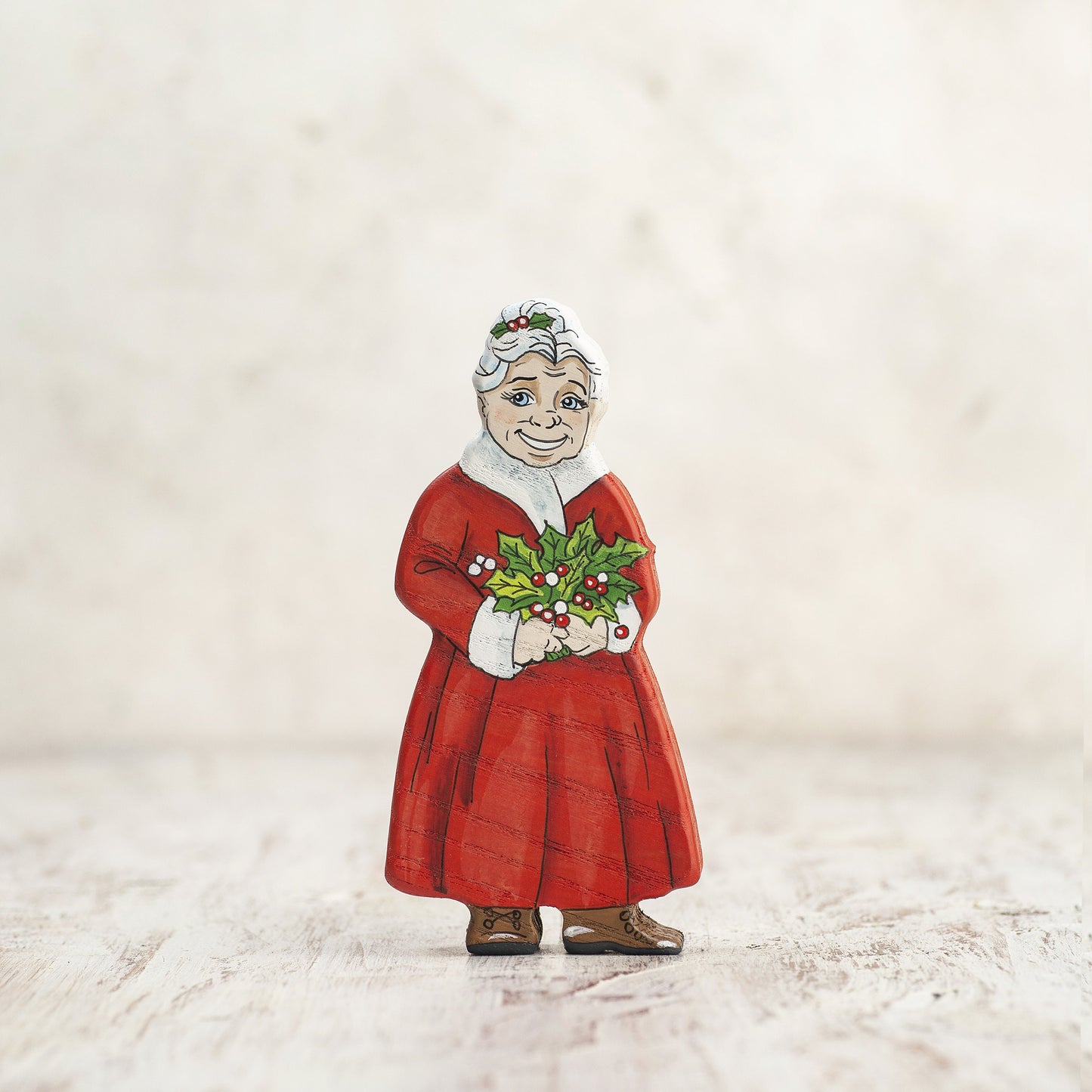 Wooden Mrs. Claus Figurine