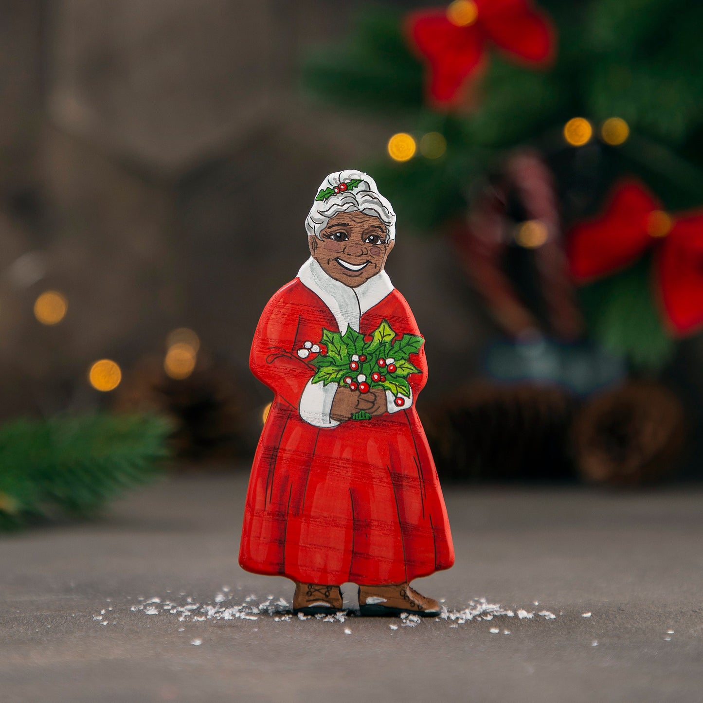 Wooden Mrs. Claus Figurine