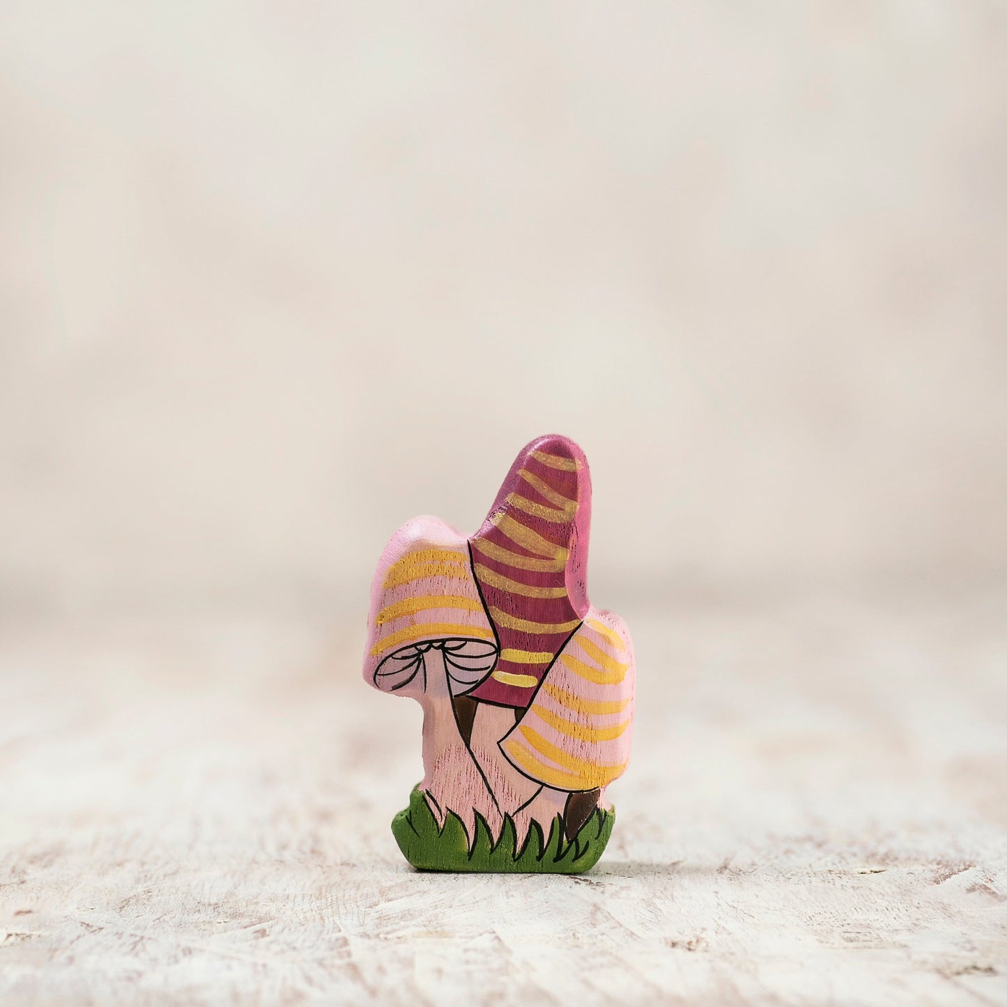 Wooden Pink Fairy Mushrooms