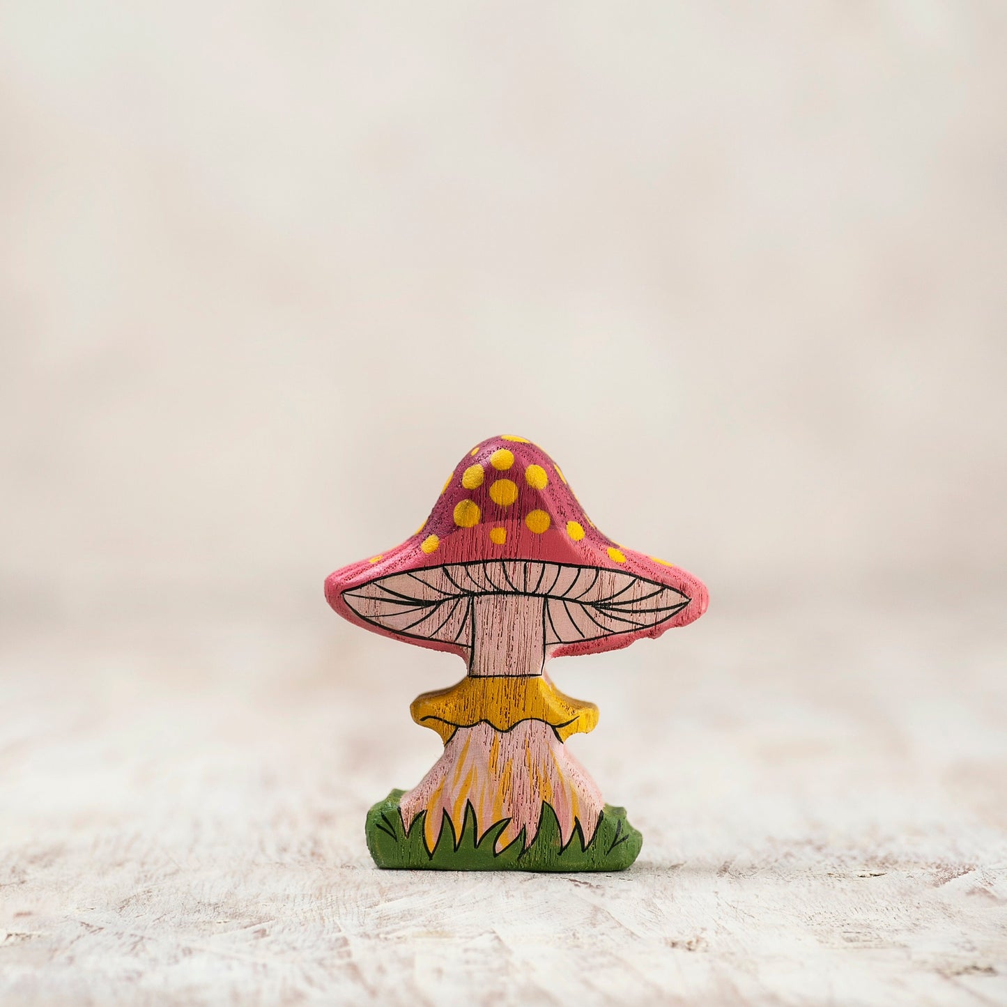 Wooden Pink Fairy Mushroom
