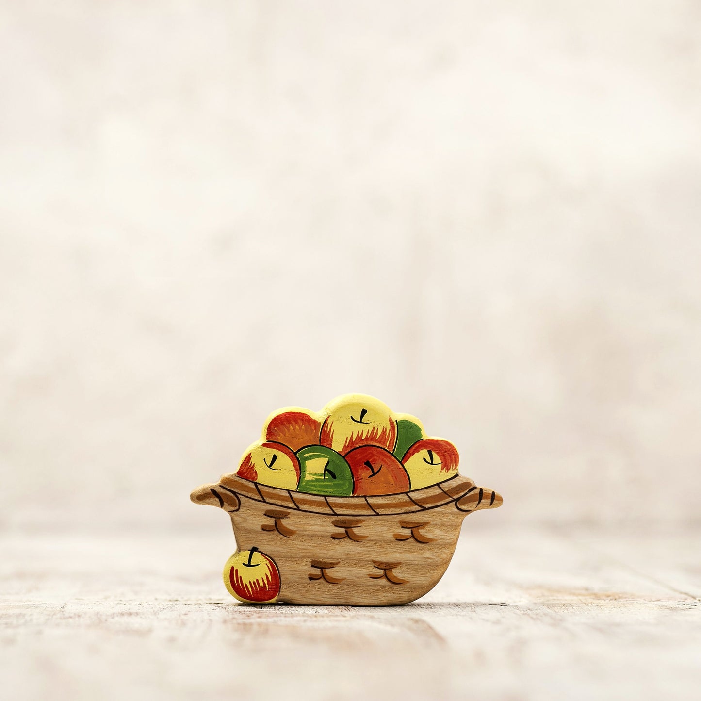 Wooden Apple Basket Toy
