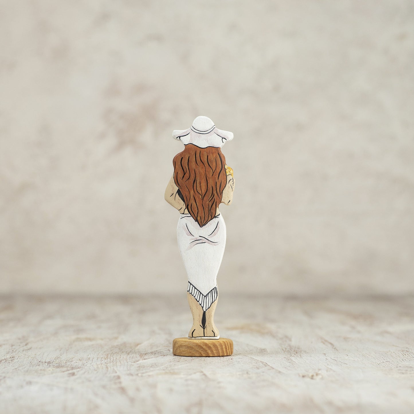 Handcrafted Wooden Girl on the Beach Figurine