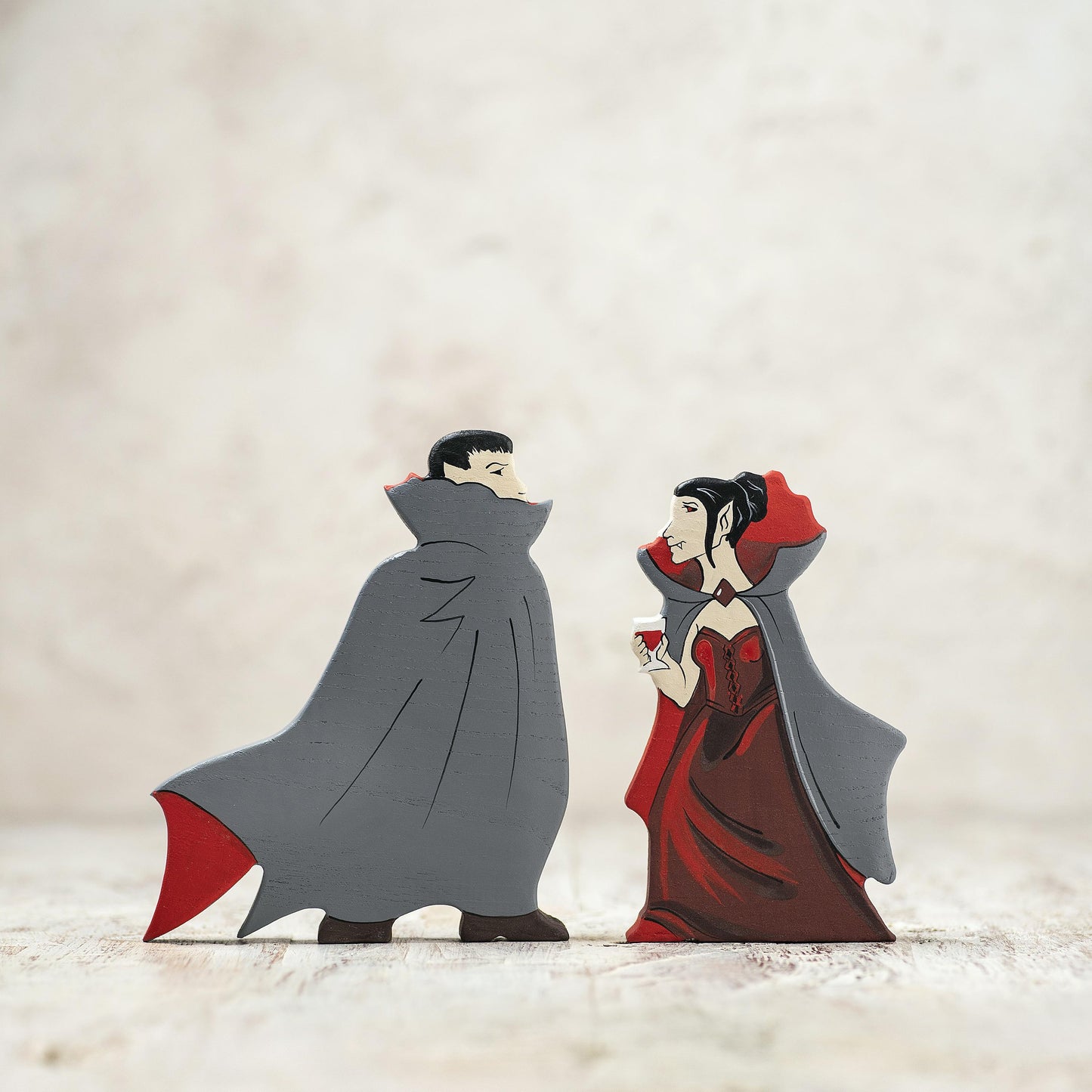 Wooden Vampire Lady Figurine