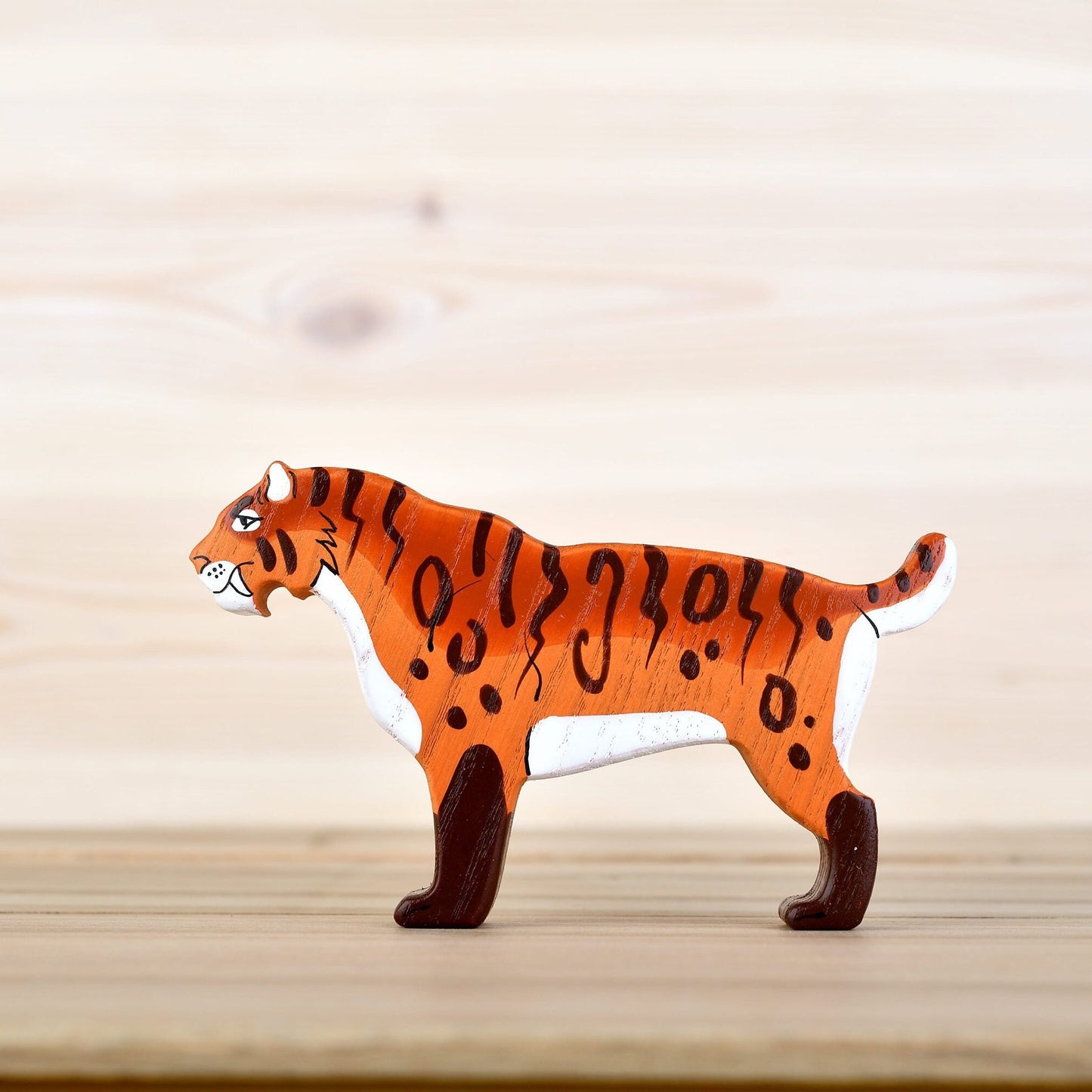 Wooden Saber toothed tiger toy