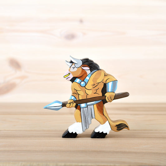 Wooden Minotaur figurine
