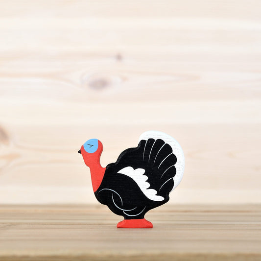 Wooden Turkey cock figurine Wooden Farm animals Gobbler figurine Fowl Barnyard animals
