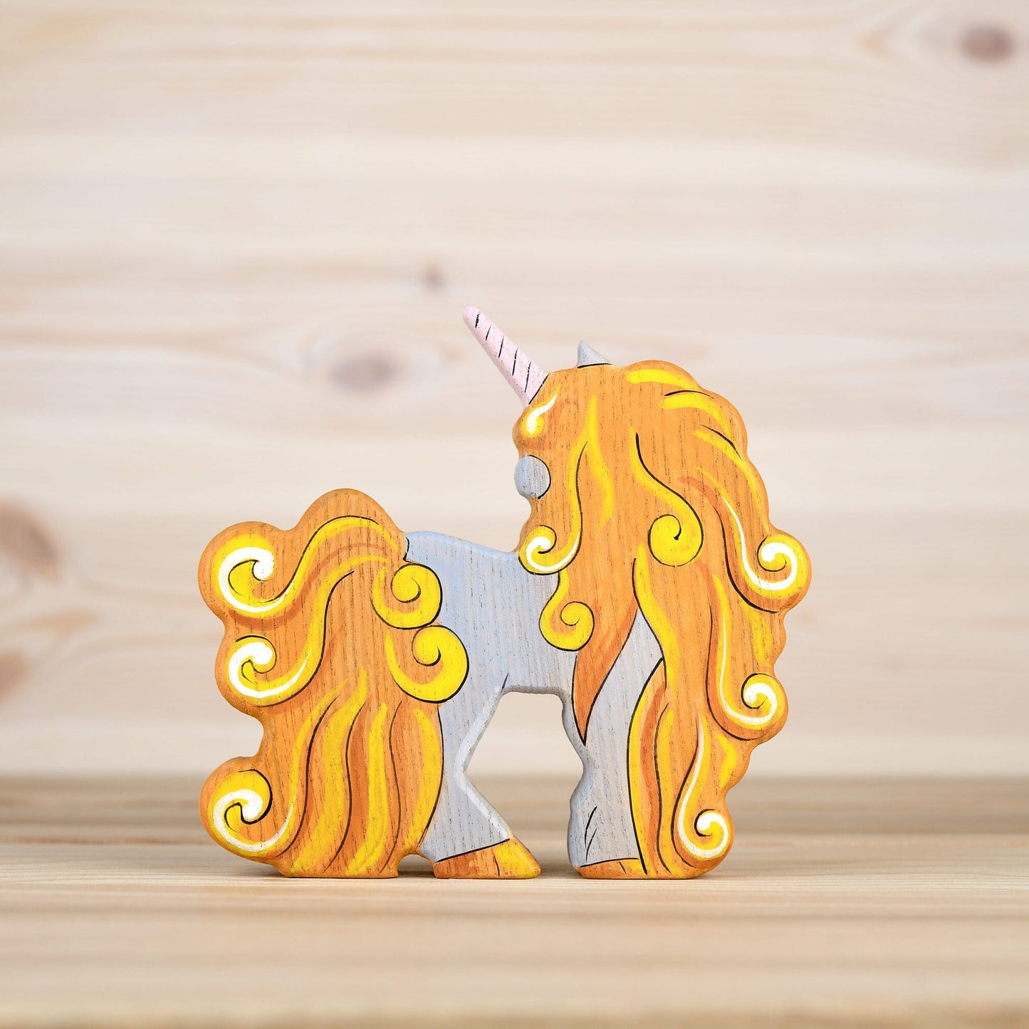 Wooden Unicorn figurine