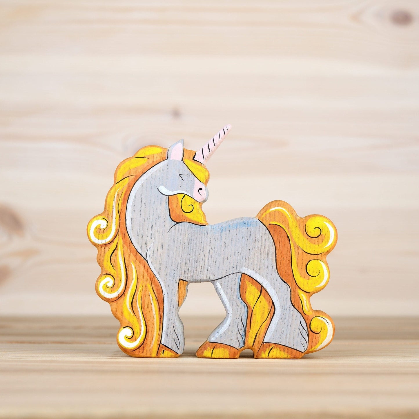 Wooden Unicorn figurine