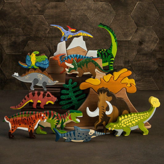 Big Wooden Dinosaur toy set (15pcs)