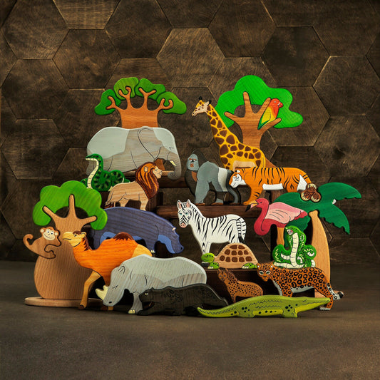 Big Wooden Safari toy set (21pcs)