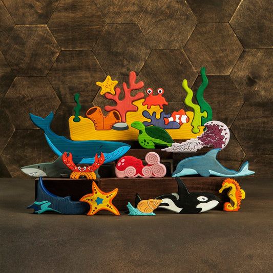 Wooden Sea Animals set (13 pcs)
