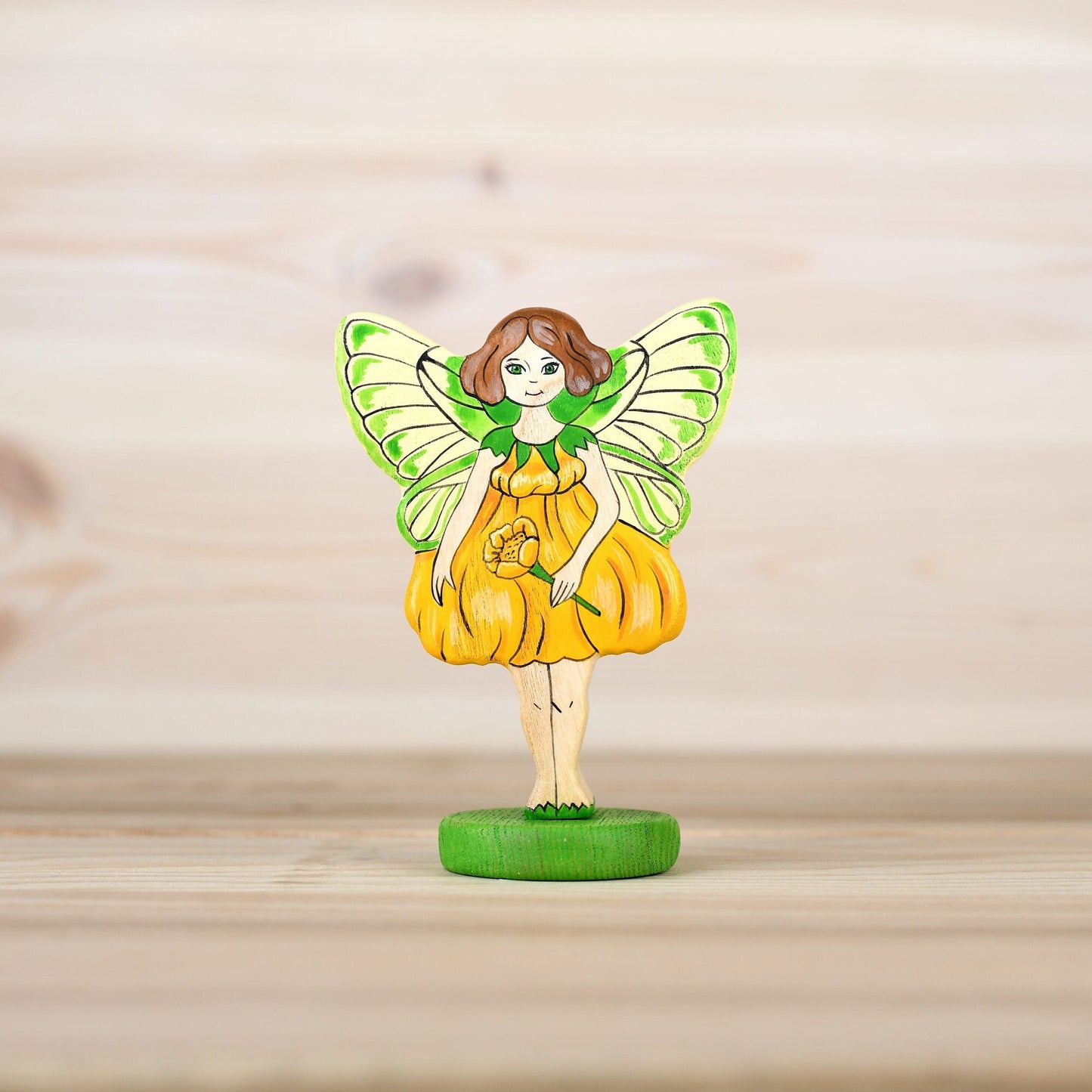 Wooden Yellow Fairy Flower Fairy figurine