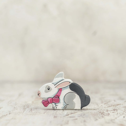 Wooden white rabbit toy