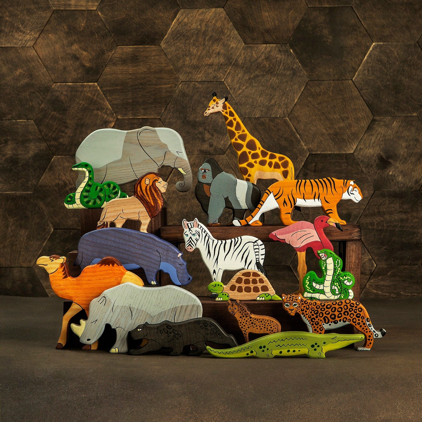 Big Wooden Safari toy set (21pcs)