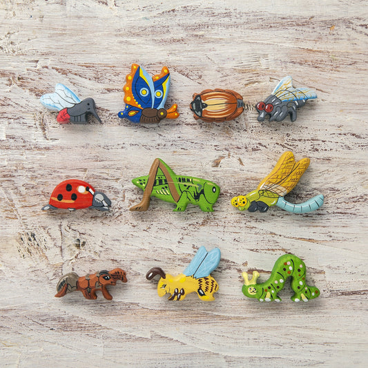 Wooden Insect Figurines Set of 10