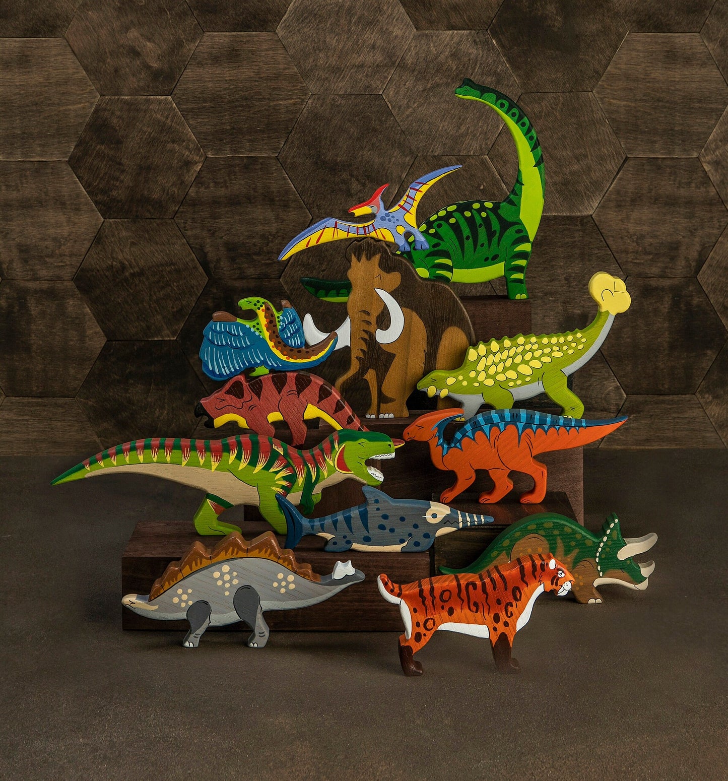 Wooden Diplodocus toy