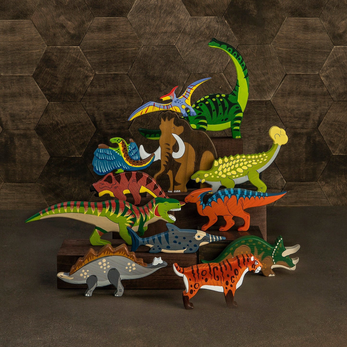 Wooden Parasaurolophus Toy