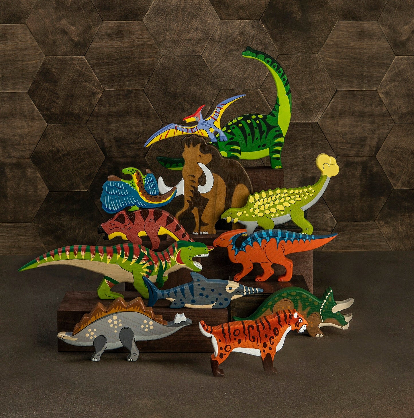 Wooden Protoceratops Toy