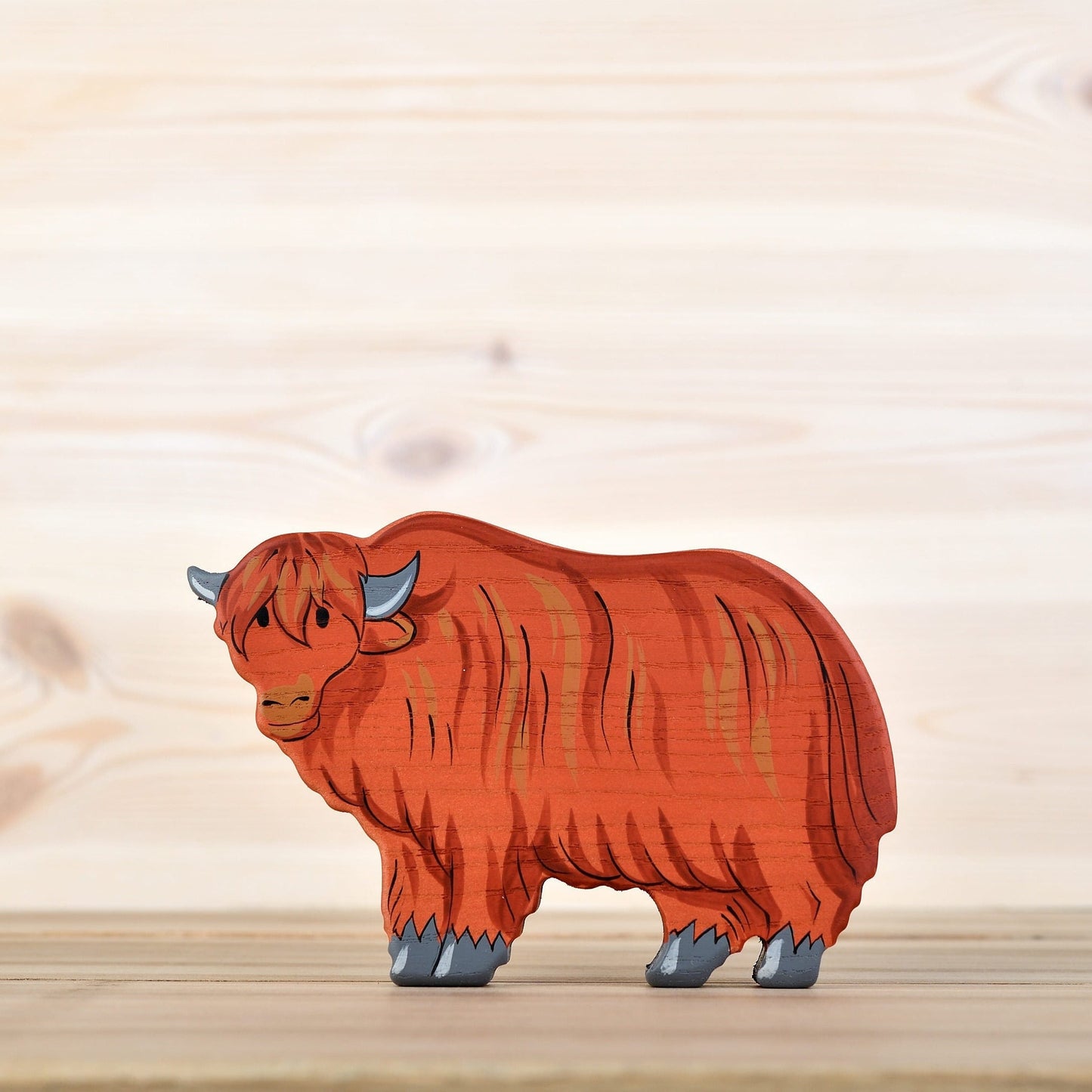 Wooden Highland Cow toy