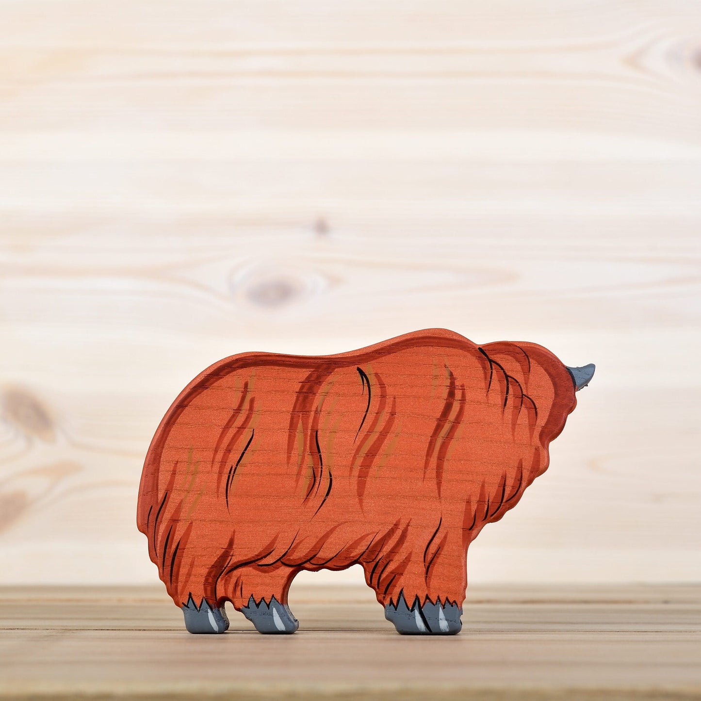 Wooden Highland Cow toy