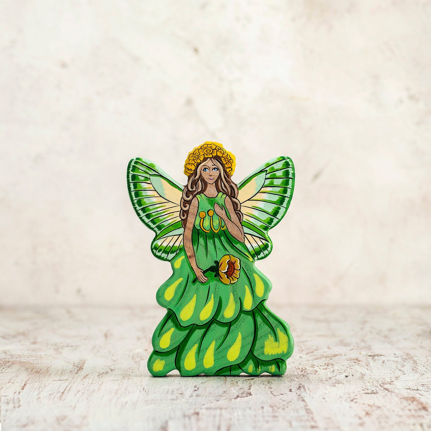 Wooden Pink Fairy figurine Flower Fairies Whimsical creatures Fairy World Handmade Fairy figurines