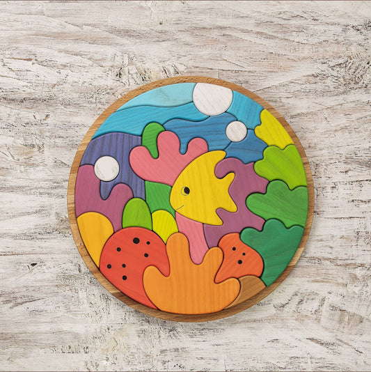 Kids Wooden Sea Puzzle - 25 Piece Ocean Life