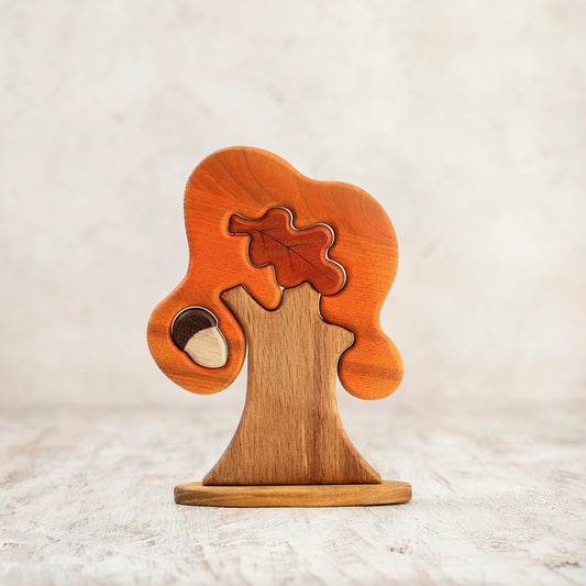 4-Piece Wooden Fall Oak Tree Toy