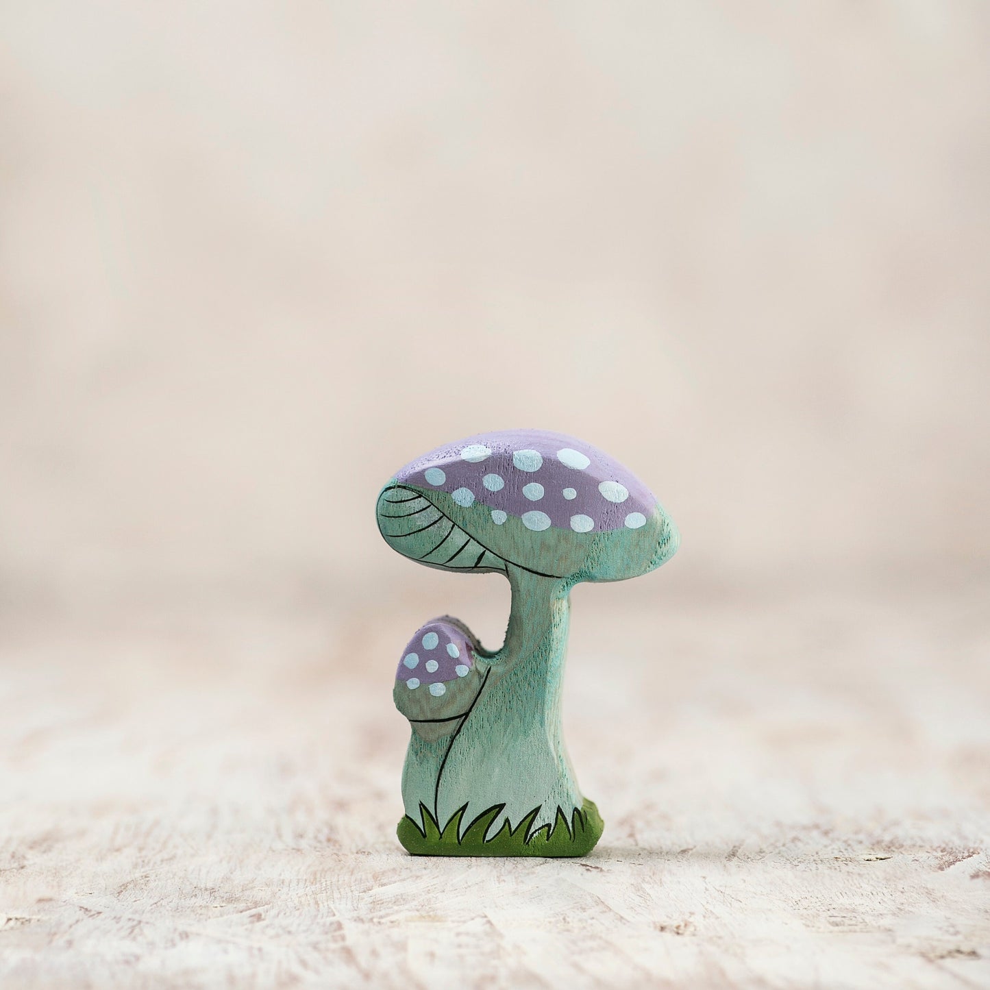 Wooden Blue Fairy Mushroom Duo