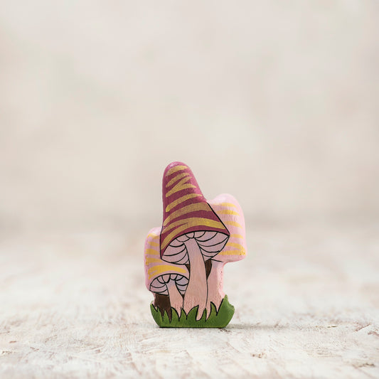 Wooden Pink Fairy Mushrooms
