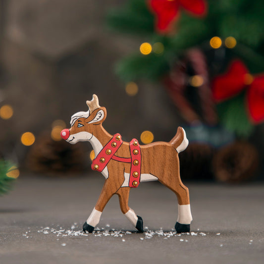 Wooden Rudolph Figurine