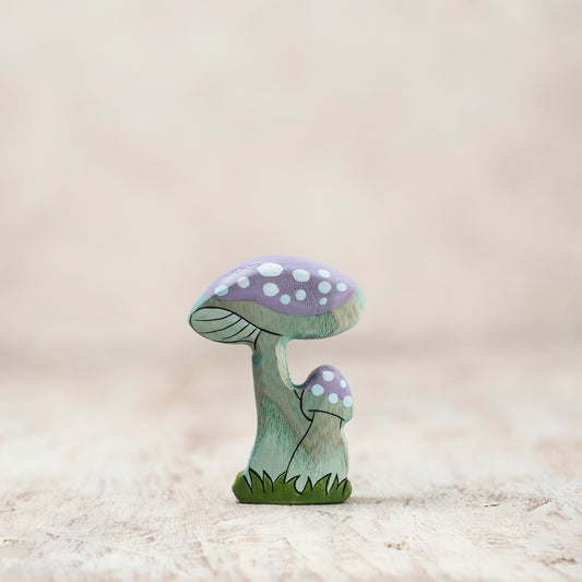 Wooden Blue Fairy Mushroom Duo