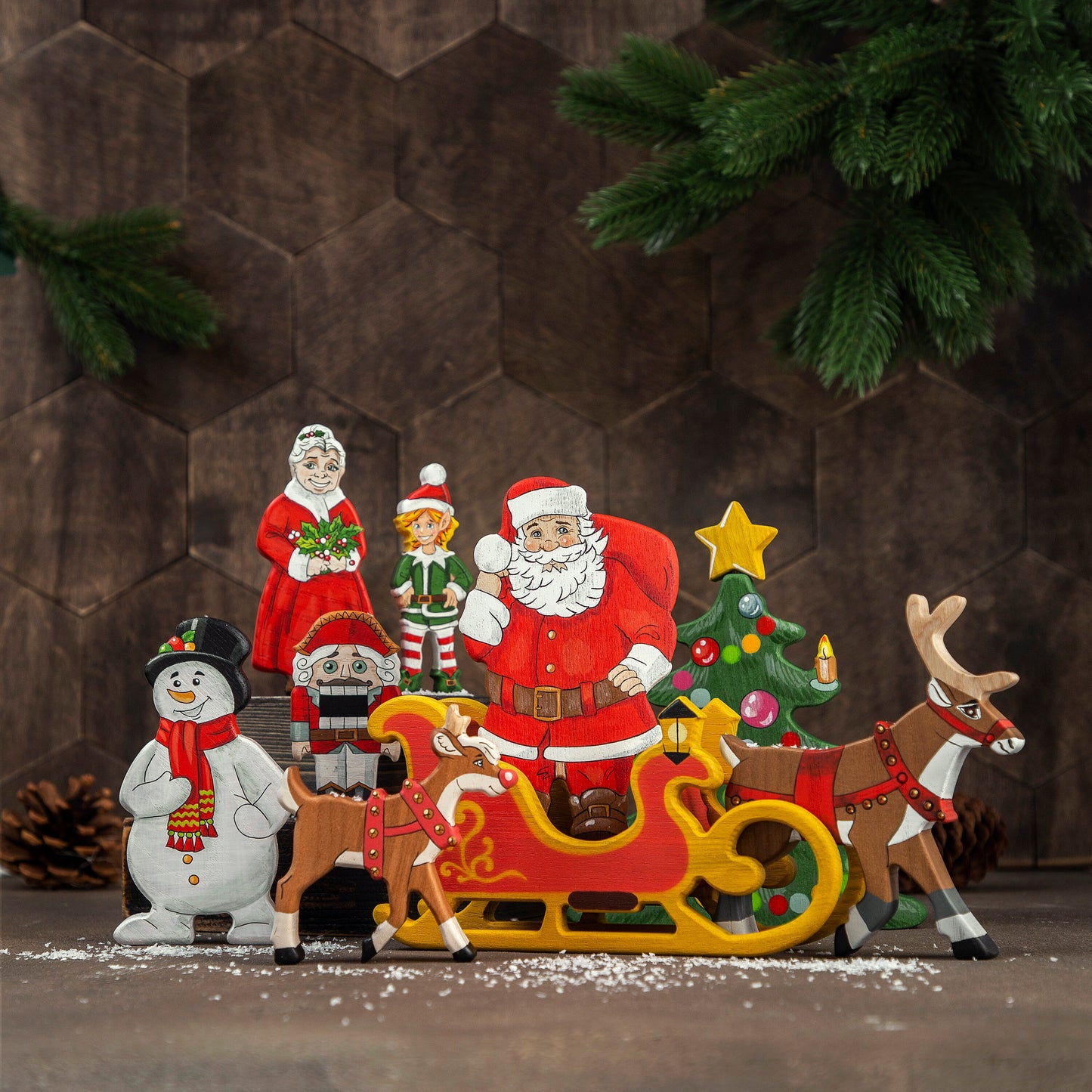 Wooden Christmas Trio Set