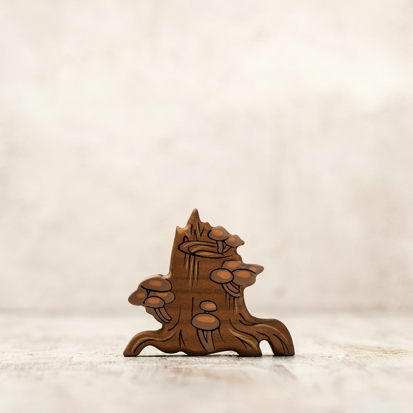 Wooden Log with Mushrooms Figurine