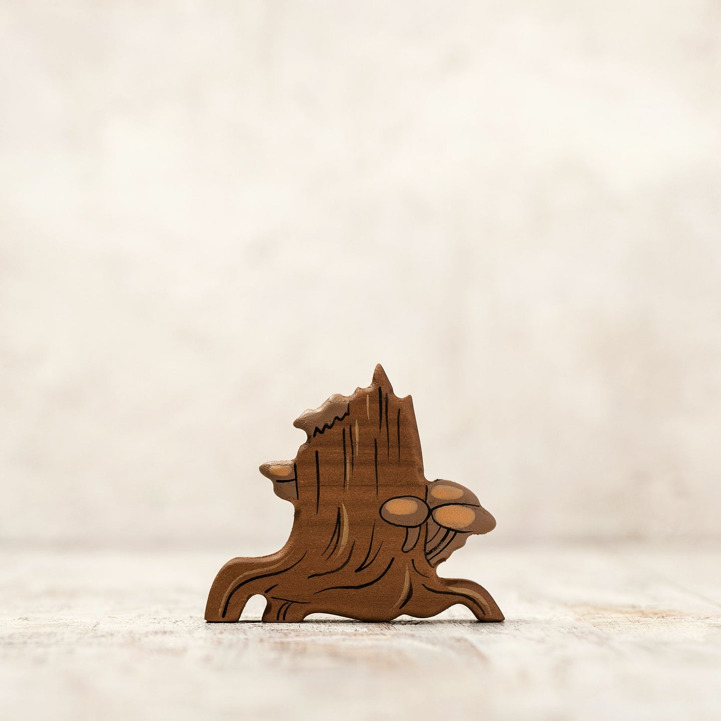 Wooden Log with Mushrooms Figurine