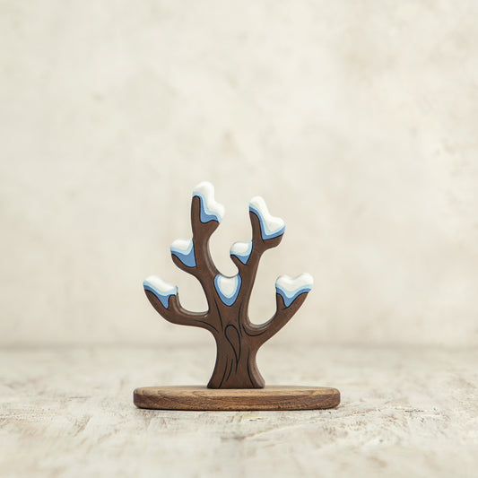 Wooden Winter Tree Toy with Snow Accents