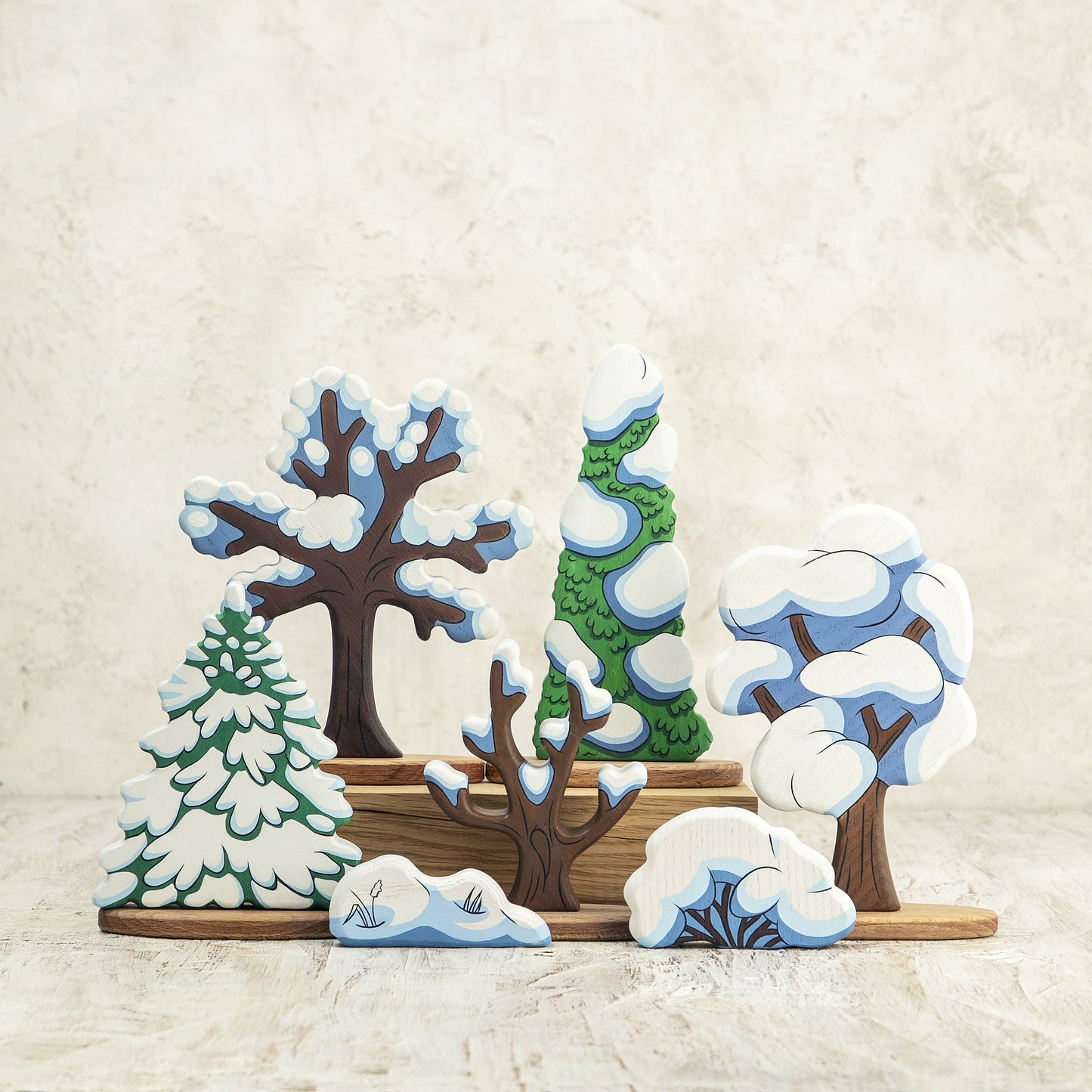 Wooden Tree Toy with Snow